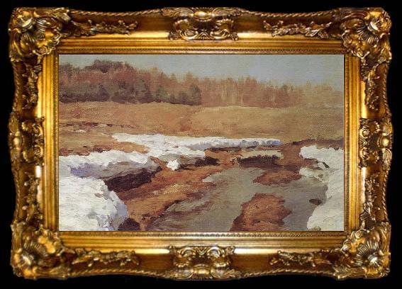 framed  Isaac Levitan Spring,The Last Snow, ta009-2